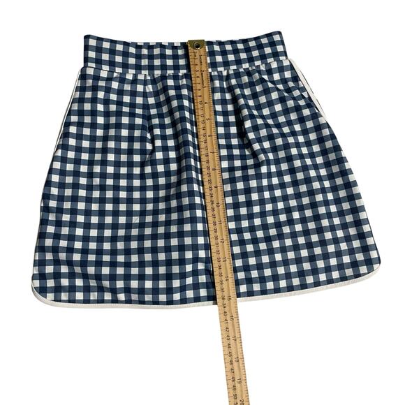 J Crew Factory Womens XXS Active Skort Skirt Blue White Gingham Plaid BO970 - Picture 8 of 9